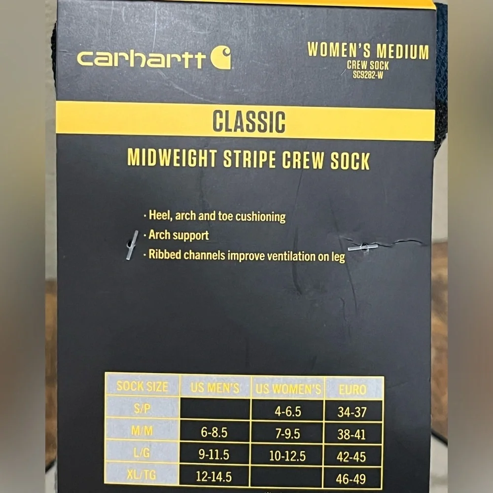 Carhartt Classic Mid-weight Stripe Crew Socks, two pair, new!
